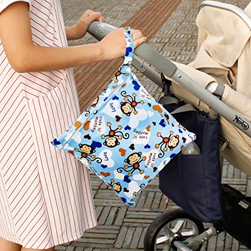 Ballery Bolsa de Pañales, Bolsa Mojado Lavable Mojado y Seco Bolsa de Pañales Reutilizable Bebe Bolsas Pañales Sucios Organizador Impermeable proof Húmeda Seca con Doble Cremallera (M & L, Azul)