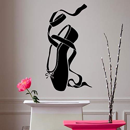 Ballet Calcomanías De Pared Zapatillas De Ballet Zapatillas De Ballet Bailarina Habitación Chica Baile Deporte Gente Hogar Vinilo Niños Habitación Para Bebés Mural 74X38Cm