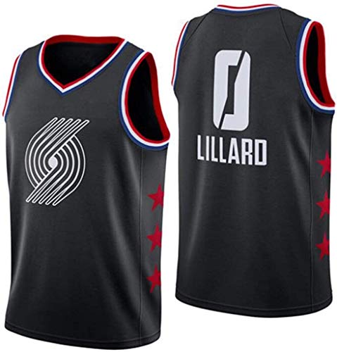 Baloncesto Jersey Hombres, 0 Damian Lillard Jersey Trail Blazers de Portland de Las Estrellas de Baloncesto Jersey Bordado Top sin Mangas Alero Camiseta (Size : Medium)