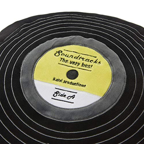 Balvi Cojín Soundtracks Color Negro En Forma de Disco de Vinilo con Detalles Bordados Poliéster 37 cm