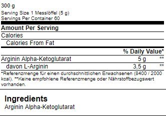B.A.M. Ultrapura Arginina Ketogluta Aminoácido Suplemento 300 g B.A.M. Ultrapura Arginina Ketogluta Aminoácido Suplemento 300 g