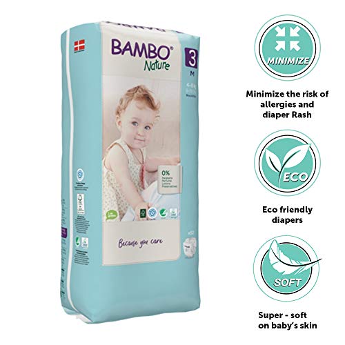 Bambo Nature Pañales ecológicos de tamaño 3, tamaño 3, 4 – 8 kg, alto paquete de 52 Bambo Nature Pañales ecológicos de tamaño 3, tamaño 3, 4 – 8 kg, alto paquete de 52