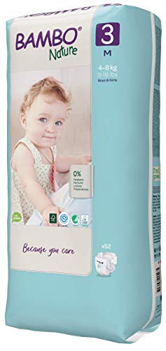 Bambo Nature Pañales ecológicos de tamaño 3, tamaño 3, 4 – 8 kg, alto paquete de 52 Bambo Nature Pañales ecológicos de tamaño 3, tamaño 3, 4 – 8 kg, alto paquete de 52