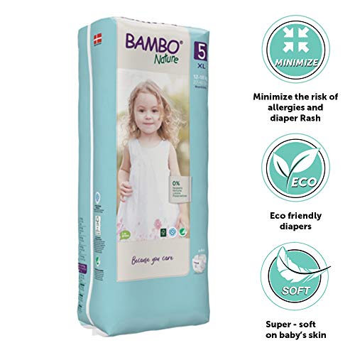 Bambo Nature Pañales ecológicos de tamaño 5 (12 – 18 kg) altos, 44 unidades