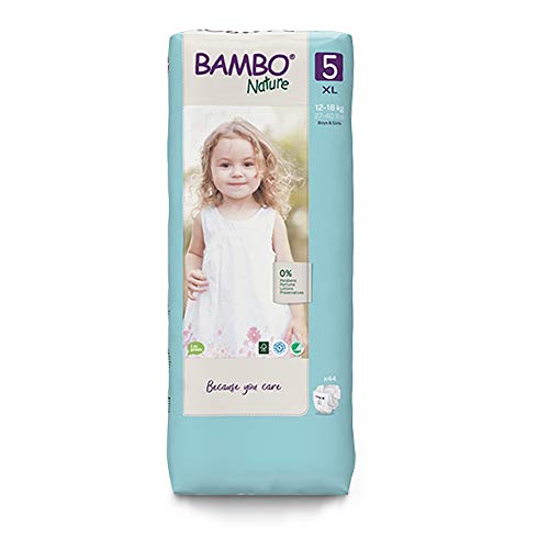 Bambo Nature Pañales ecológicos de tamaño 5 (12 – 18 kg) altos, 44 unidades