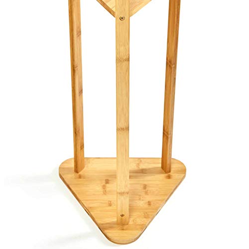 bambuswald© Perchero de bambú sostenible 166 x 32.5 cm ǀ Perchero de pie con 9 Ganchos y 3 estantes Triangulares: Robusto - Estable - Ligero - Natural ǀ Guardarropa para Pasillo