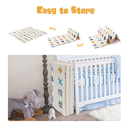 Bammax Alfombra Infantil, Alfombra Puzzle, Alfombra de Juego para Bebés, Alfombra Niños, Suelo Bebés de XPE, Reversible, Plegable, Impermeable, Antideslizante, Portátil, 200 * 180 * 1cm