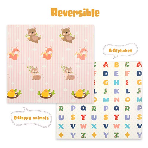 Bammax Alfombra Infantil, Alfombra Puzzle, Alfombra de Juego para Bebés, Alfombra Niños, Suelo Bebés de XPE, Reversible, Plegable, Impermeable, Antideslizante, Portátil, 200 * 180 * 1cm