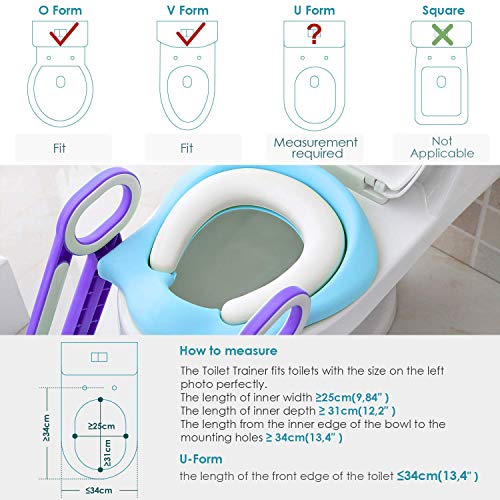 Bamny Adaptador WC Niños con Escalera, Asiento Inodoro Niños Ajustable para Orinal Infantil Formación, Seguro, Antideslizante (Azúl)