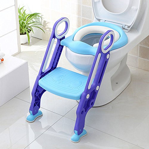 Bamny Adaptador WC Niños con Escalera, Asiento Inodoro Niños Ajustable para Orinal Infantil Formación, Seguro, Antideslizante (Azúl) Bamny Adaptador WC Niños con Escalera, Asiento Inodoro Niños Ajustable para Orinal Infantil Formación, Seguro, Antideslizante (Azúl)