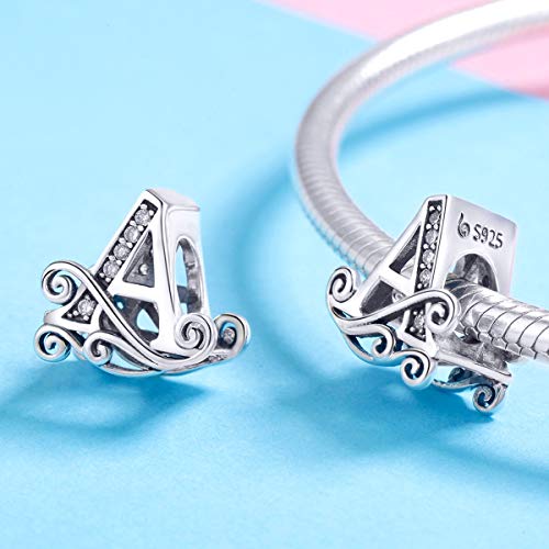 BAMOER Abalorios Letras Charms Plata de Ley 925 Originales Clásico Dije Letra Abalorios para Pulseras Collares BAMOER Abalorios Letras Charms Plata de Ley 925 Originales Clásico Dije Letra Abalorios para Pulseras Collares