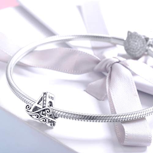 BAMOER Abalorios Letras Charms Plata de Ley 925 Originales Clásico Dije Letra Abalorios para Pulseras Collares BAMOER Abalorios Letras Charms Plata de Ley 925 Originales Clásico Dije Letra Abalorios para Pulseras Collares