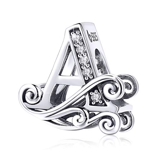 BAMOER Abalorios Letras Charms Plata de Ley 925 Originales Clásico Dije Letra Abalorios para Pulseras Collares BAMOER Abalorios Letras Charms Plata de Ley 925 Originales Clásico Dije Letra Abalorios para Pulseras Collares