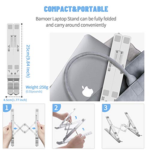 Bamoer Soporte Portátil Plegable,7 Ángulos Ajustables,Soporte para Computadora Netbooks de Ventilado,Soporte para Laptop Adjustable de Múltiples Ángulos,para Laptops/Teléfonos Móviles/Tabletas/Kindles