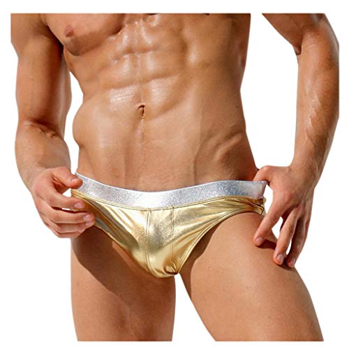 Bañador de Natación Slip para Hombre Verano Moda Trajes de Baño Cómodo Casual Playa Triángulo Calzoncillos de natación de Culturismo Sexy Bañador Super Populares Oro L