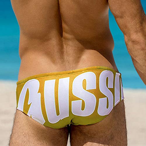 Bañador de Natación Slip para Hombre Verano Moda Trajes de Baño Cómodo Casual Triángulo Calzoncillos de natación de Culturismo Sexy Bañador de Vacaciones en la Playa Café S