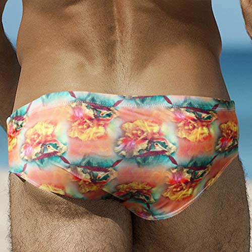 Bañador de Natación Slip para Hombre Verano Moda Trajes de Baño Cómodo Casual Triángulo Calzoncillos de natación de Culturismo Sexy Playa Bañadores Impresos A XL