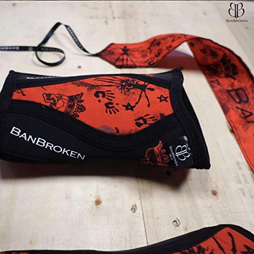 BanBroken Rodilleras RED SKULL (2 unds) - 5mm Knee Sleeves - Halterofilia, Deporte Funcional, Crossfit, Levantamiento de Pesas, Running y Otros Deportes. Unisex. (S)