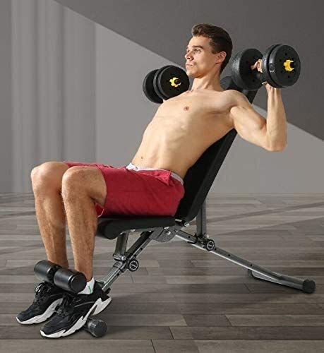 Banco de elevación de Pesas Planas Home Gym Equipment, Peso Banco Plegable, Soporte Siéntese Banco de Entrenamiento Abs Entrenamiento de la Fuerza de Peso Ajustable Banco máquina de Fitness