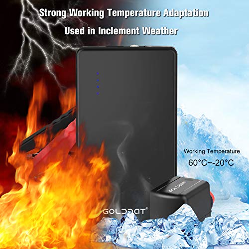 Banco de energía de arranque de salto GOLDBAT, batería de arranque 700A 8000mAh para motores de gasolina de 12V hasta 4.0L con cable de arranque inteligente Banco de energía de arranque de salto GOLDBAT, batería de arranque 700A 8000mAh para motores de gasolina de 12V hasta 4.0L con cable de arranque inteligente
