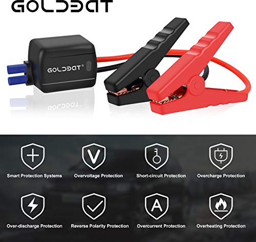 Banco de energía de arranque de salto GOLDBAT, batería de arranque 700A 8000mAh para motores de gasolina de 12V hasta 4.0L con cable de arranque inteligente