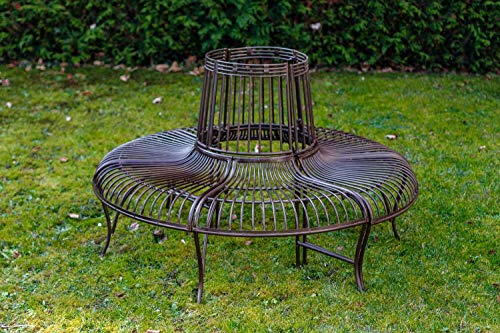Banco de jardín Set árbol Banco Antiguo Estilo Metal de Hierro jardín marrón Banco de jardín Set árbol Banco Antiguo Estilo Metal de Hierro jardín marrón
