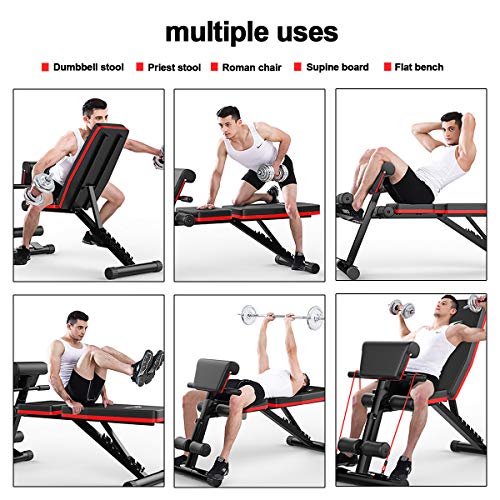 Banco de pesas ajustable AJUMKER, 4 en 1, para entrenamiento en casa, gimnasio, levantamiento de pesas, banco para entrenamiento de piernas, 7 ajustes de ángulo de inclinación Banco de pesas ajustable AJUMKER, 4 en 1, para entrenamiento en casa, gimnasio, levantamiento de pesas, banco para entrenamiento de piernas, 7 ajustes de ángulo de inclinación
