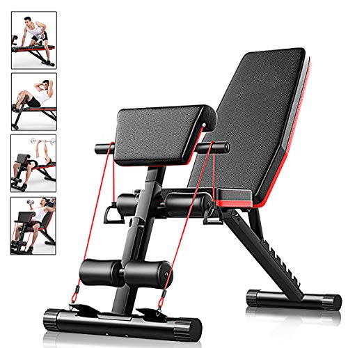 Banco de pesas ajustable AJUMKER, 4 en 1, para entrenamiento en casa, gimnasio, levantamiento de pesas, banco para entrenamiento de piernas, 7 ajustes de ángulo de inclinación Banco de pesas ajustable AJUMKER, 4 en 1, para entrenamiento en casa, gimnasio, levantamiento de pesas, banco para entrenamiento de piernas, 7 ajustes de ángulo de inclinación