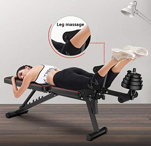 Banco Plegable Multiusos, Banco De Musculacion Plegable Inclinación con Curler Piernas, para Entrenamiento De Cuerpo Completo, para Gimnasio En Casa