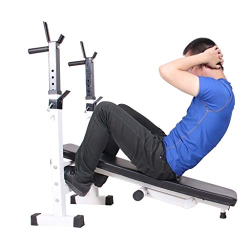 Bancos Ajustables Mesa de Pesas Plegable Press de banca Multifuncional Estante de Cuclillas Plegable Equipo de Gimnasio en casa (Color : Black, Size : 110 * 29.5 * 190cm)