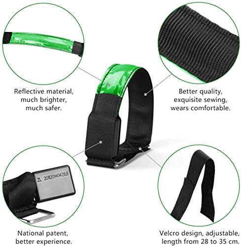 Banda Reflectante 4 Pieza Brazalete LED Running, Alta Visibilidad y Ajustable Brazalete Reflectante, Banda de bofetada de Seguridad Brazalete luz para Correr, Practicar Senderismo o Ciclismo