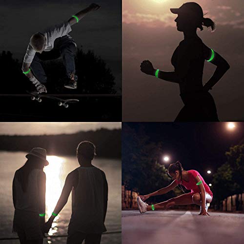 Banda Reflectante 4 Pieza Brazalete LED Running, Alta Visibilidad y Ajustable Brazalete Reflectante, Banda de bofetada de Seguridad Brazalete luz para Correr, Practicar Senderismo o Ciclismo