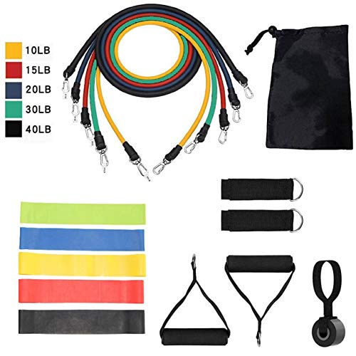 Bandas de Resistencia Cuerda de tracción Conjunto Deportivo Expansor Yoga Ejercicio Fitness Tubos de Goma Banda Estiramiento Entrenamiento Gimnasios en casa Entrenamiento Elástico - 16 Piezas