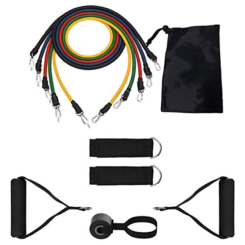 Bandas de Resistencia Cuerda de tracción Conjunto Deportivo Expansor Yoga Ejercicio Fitness Tubos de Goma Banda Estiramiento Entrenamiento Gimnasios en casa Entrenamiento Elástico - 11 Piezas