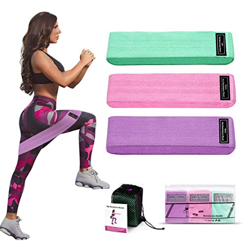 Bandas de Resistencia Glúteos Bandas Elasticas Fitness de Tela con 3 Niveles Ejercicios en Piernas Glúteos Bandas Elasticas Musculacion para Pilates Yoga Crossfit Estiramientos Fuerza de Cadera