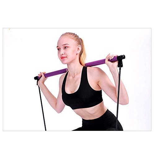 Bandas de resistencia Pilates portátil Bar Kit con banda de resistencia Yoga Pilates palillo de la barra del ejercicio con el pie bucle de yoga, estiramiento, Torsión rosa bandas de resistencia fitnes