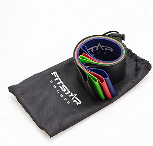 Bandas de resistencia – Set de 4 para casa entrenamientos, Pilates, Yoga, Crossfit, rehabilitación y fisioterapia con bolsa de transporte y guía de instrucciones Bandas de resistencia – Set de 4 para casa entrenamientos, Pilates, Yoga, Crossfit, rehabilitación y fisioterapia con bolsa de transporte y guía de instrucciones
