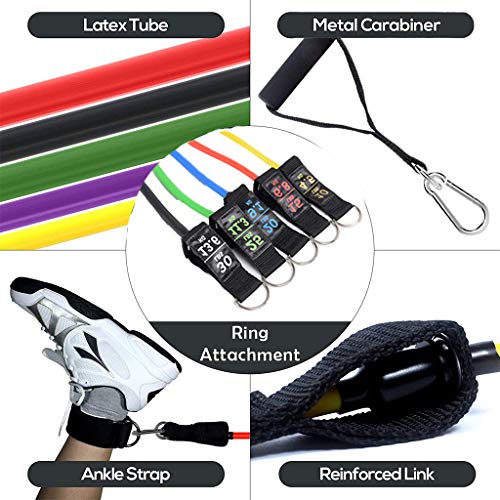 Bandas de Resistencia, Versión Mejorada 11 Piezas Bandas Elásticas Fitness con Ancla de Puerta, Manijas y Correas de Tobillo para Piernas para Entrenamiento de Resistencia, Entrenamiento en el Hogar Bandas de Resistencia, Versión Mejorada 11 Piezas Bandas Elásticas Fitness con Ancla de Puerta, Manijas y Correas de Tobillo para Piernas para Entrenamiento de Resistencia, Entrenamiento en el Hogar