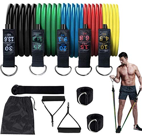 Bandas de Resistencia, Versión Mejorada 11 Piezas Bandas Elásticas Fitness con Ancla de Puerta, Manijas y Correas de Tobillo para Piernas para Entrenamiento de Resistencia, Entrenamiento en el Hogar Bandas de Resistencia, Versión Mejorada 11 Piezas Bandas Elásticas Fitness con Ancla de Puerta, Manijas y Correas de Tobillo para Piernas para Entrenamiento de Resistencia, Entrenamiento en el Hogar