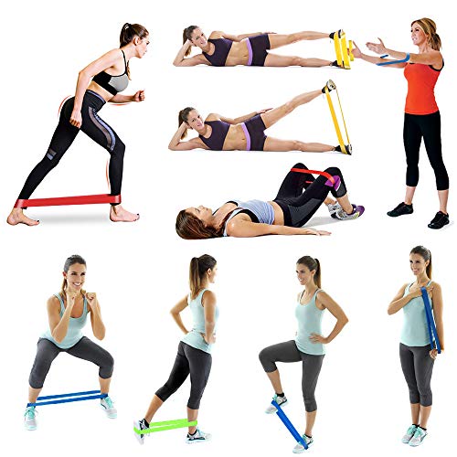 Bandas Ejercicio, Bandas de Resistencia, 5 Cintas Elastica Set, Loop Resistance Bands para Fitness Crossfit Pilates Fuerza Fisioterapia Movilidad Recuperación, Entrenar a Su Corporal Piernas Glúteos