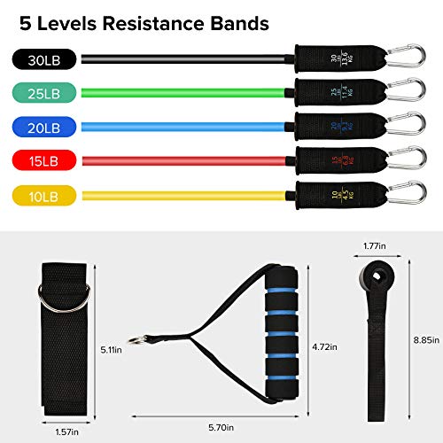 Bandas Elásticas - 12 PCS Látex Conjunto Bandas de Resistencia, 5 Pcsbandas Elasticas Resistencia de Fitness Manijas/Correa de Tobillo/Ancla de Puerta/Bolsa/Toalla Adecuado para Gimnasio en Casa Yoga Bandas Elásticas - 12 PCS Látex Conjunto Bandas de Resistencia, 5 Pcsbandas Elasticas Resistencia de Fitness Manijas/Correa de Tobillo/Ancla de Puerta/Bolsa/Toalla Adecuado para Gimnasio en Casa Yoga