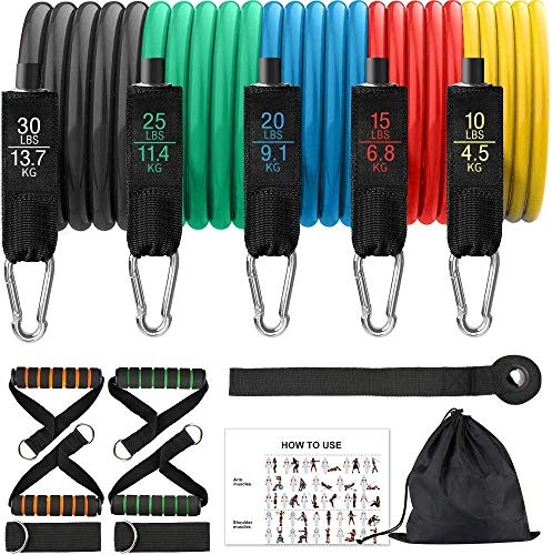 Bandas Elásticas De Resistencia Ejercicio,13 PC Bandas Elasticas Musculacion con 5 Tubos de Látex 100%,4 Mangos de Espumas,Anclaje para Puerta, Correas de Tobillo para Mujeres y Hombres,Gym/Hogar Bandas Elásticas De Resistencia Ejercicio,13 PC Bandas Elasticas Musculacion con 5 Tubos de Látex 100%,4 Mangos de Espumas,Anclaje para Puerta, Correas de Tobillo para Mujeres y Hombres,Gym/Hogar