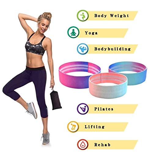 Bandas elásticas glúteos, Juego de 3 Bandas Elásticas Musculación para fitness con 3 niveles, Resistencia Antideslizante para Piernas y Glúteos, pilates, yoga, Fuerza, Fisioterapia, Estiramientos.