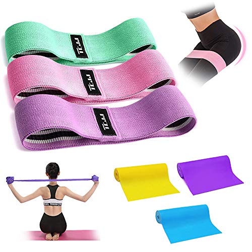 Bandas Elásticas Glúteos,Antideslizantes Cintas Elasticas Musculacion con Diferentes Niveles para Pilates Yoga Rehabilitación Estiramiento con Guía de Ejercicios