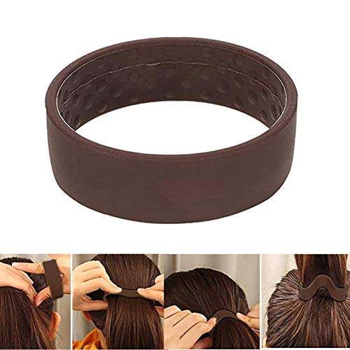 Bandas para el pelo, Silicona Plegable Lazos De Cabello Rápido Bloqueo De Cabello Para Las Mujeres Ponytail Titular Herramienta Multifunción Accesorios Para el Cabello (color Café)