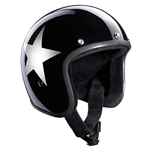 Bandit Casco Star Black Jet, para moto, casco con visera de sol Bandit Casco Star Black Jet, para moto, casco con visera de sol