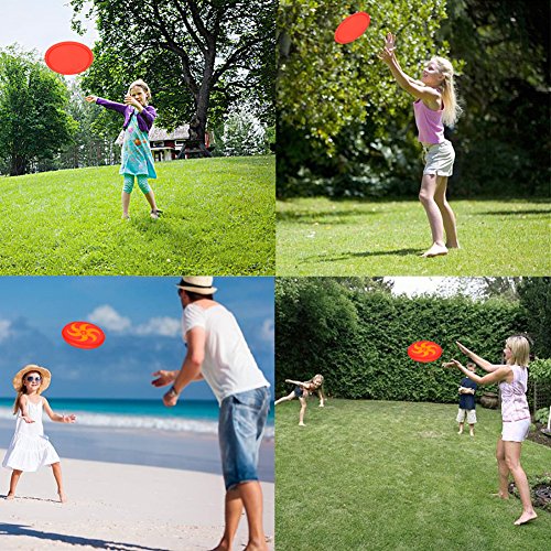 BangShou Frisbee Suave Niños del Disco Volador Frisbee con Patrón de Dibujos Animados para Niños Deportes (Llama Roja)