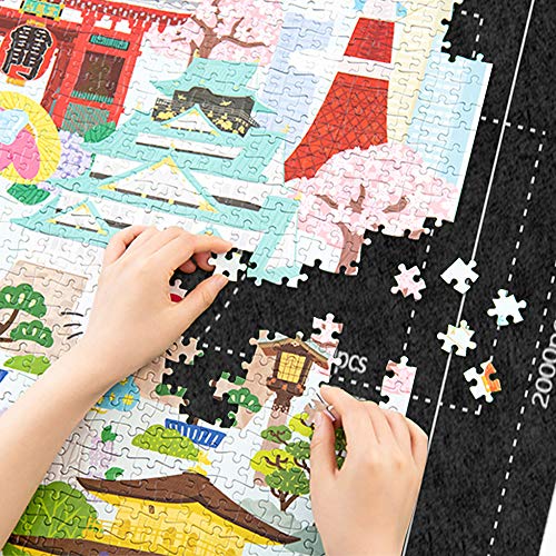 BangShou Puzzle Roll Fieltro Puzzles Tapete Puzzle Mat Felt Mat Play Mat Puzzles Blanket para 2000 Piezas Puzzles Puzzle y Roll up (Negro)