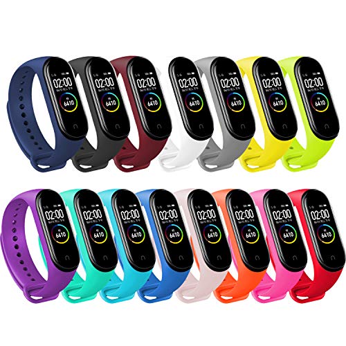 BANGTING 15 PCS Correa Compatible con Pulseras Xiaomi Mi Band 3/4, Correas para Fundas Mi Fit Band 4 My Band 3 Inteligente Funda Miband3 Pulsera Reloj Silicona Banda Reemplazo