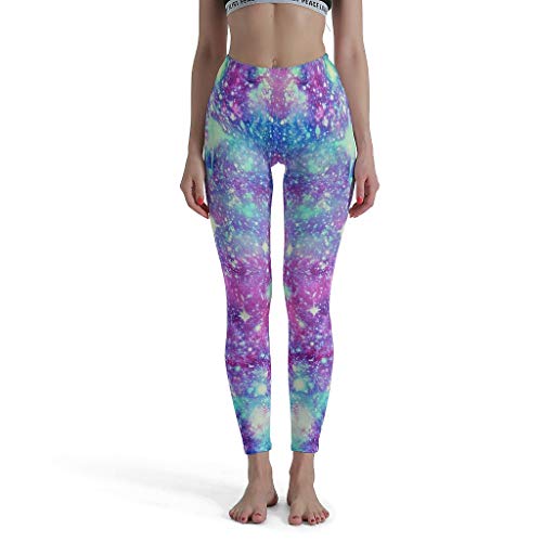 Bannihorse Galaxy Glitter Mirror Mallas anticelulitis Mujer Entrenamiento Cintura Alta Tobillo Largo Opaco Mallas Deportes Pantalones Largos Blanco M